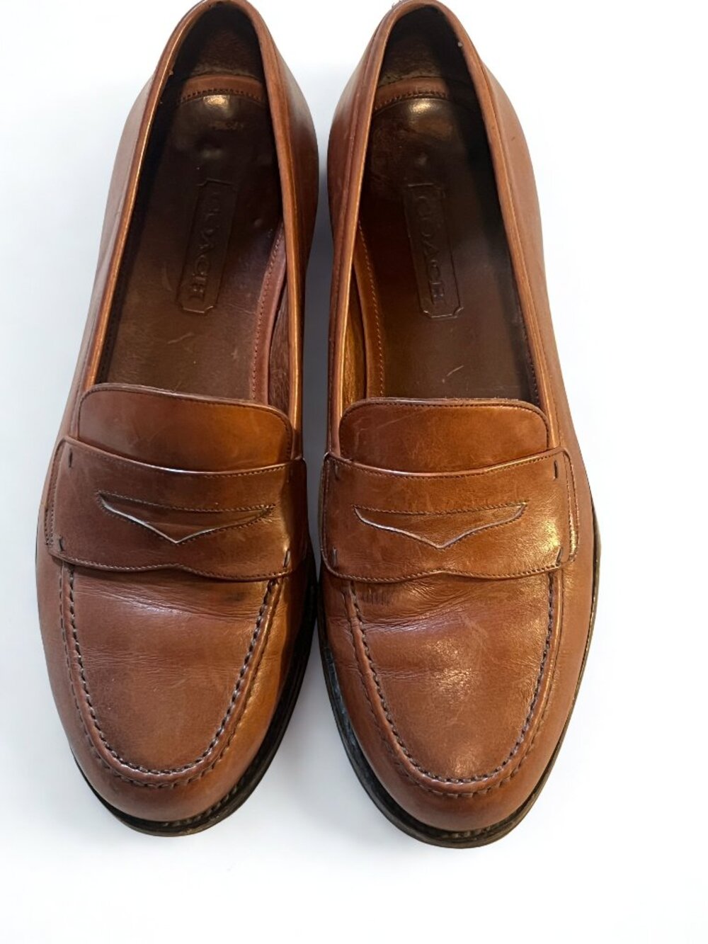Coach Brown Leather Penny Loafers Men's 8 Made in Italy